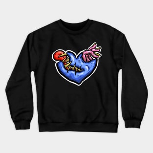 Zombie Heart Tongue and Fingers Blue Valentines Day Crewneck Sweatshirt